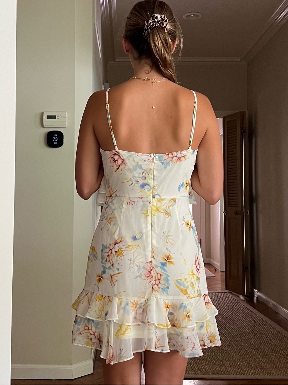 Lulus White Floral Ruffle Mini Dress, Size S - Picture 2 of 6